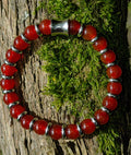 Karneol + Edelstahl, elastisches Armband mit Naturstein, 8 mm