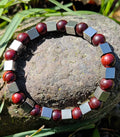 Sandelholz + Edelstahl, elastisches Armband, 8 mm