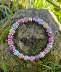 Lila Jaspis + Edelstahl, elastisches Armband mit Naturstein, 8 mm