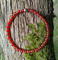 Karneol + Edelstahl, elastisches Armband mit Naturstein, 4 mm