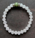 Rosenquarz, Jade + Edelstahl, elastisches Armband mit Naturstein, 6 mm