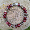 Sandelholz + Edelstahl, elastisches Armband, 8 mm